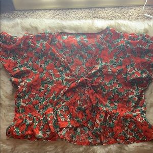 Tie front cropped blouse